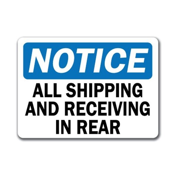 Signmission Safety Sign, 14 in Height, Plastic, 10 in Length, Shipping Receiving 1 NS-Shipping Receiving 1 - main